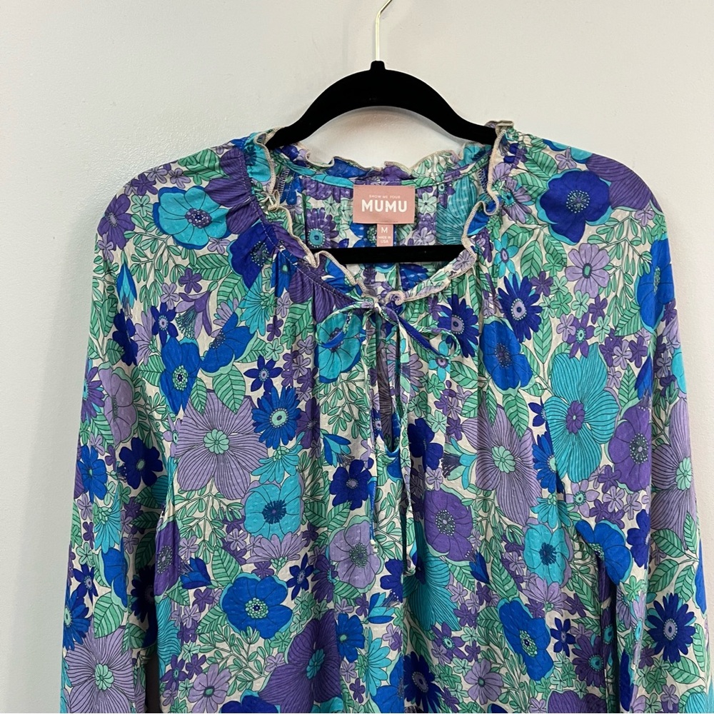 Show Me Your MuMu Blue Floral Long Sleeve Dress - Picture 5 of 15